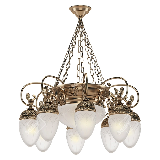 8 Horns Empire Style Chandelier 3D model image 9