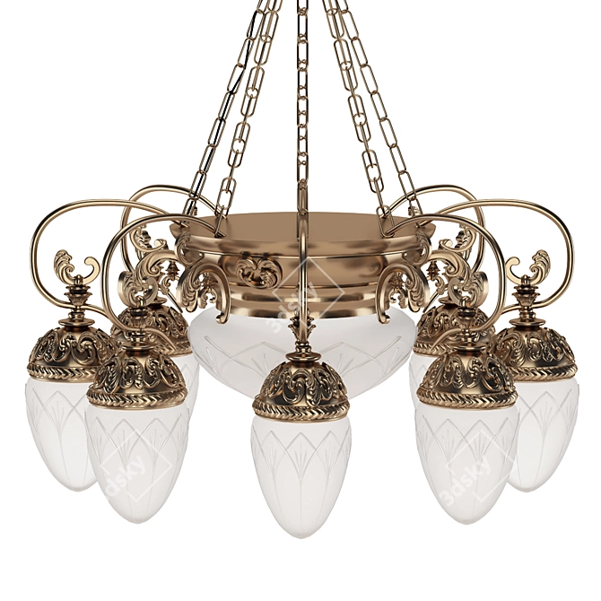 8 Horns Empire Style Chandelier 3D model image 10