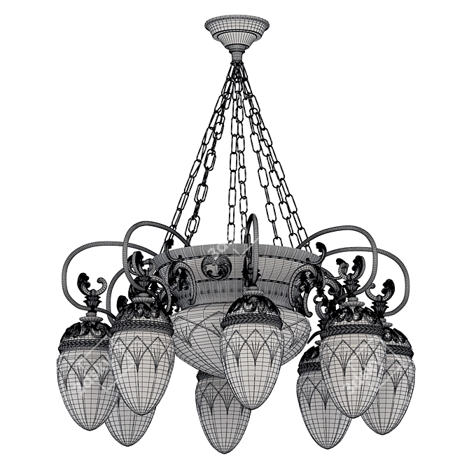 8 Horns Empire Style Chandelier 3D model image 11