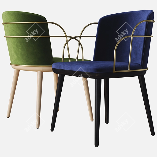 Elegant Arven Duo Chair 3D model image 2
