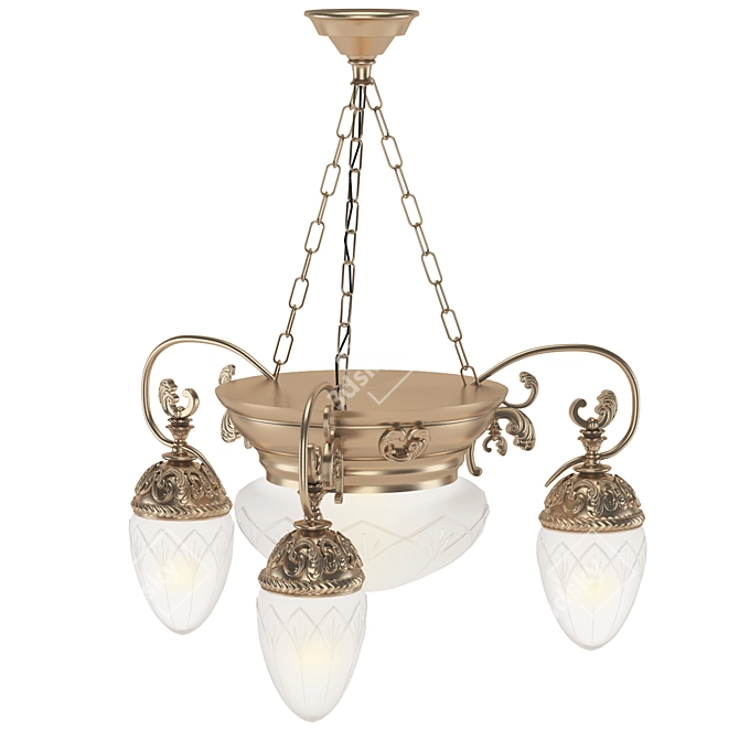 Empire Style Hanging Chandelier: 3-Arm Elegance 3D model image 1