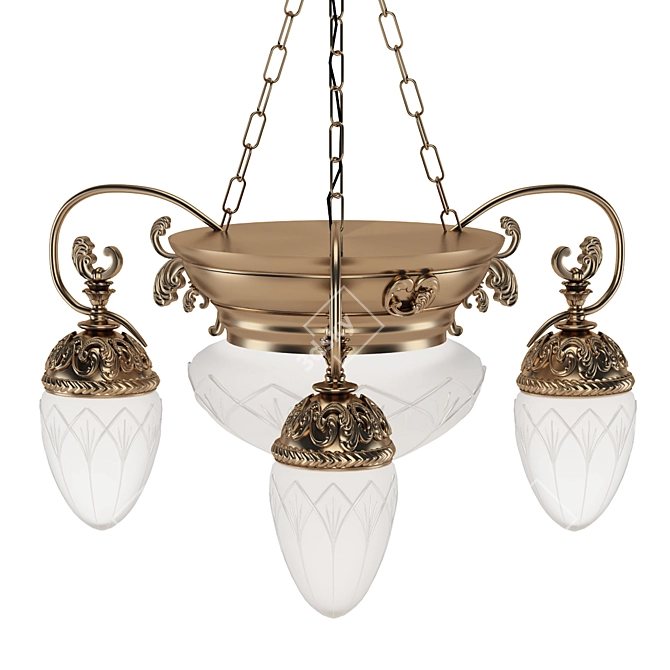 Empire Style Hanging Chandelier: 3-Arm Elegance 3D model image 6