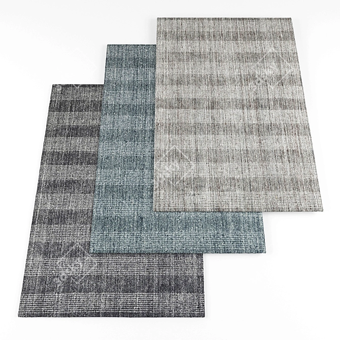 Versatile Collection of 5 Textured Rugs 3D model image 1