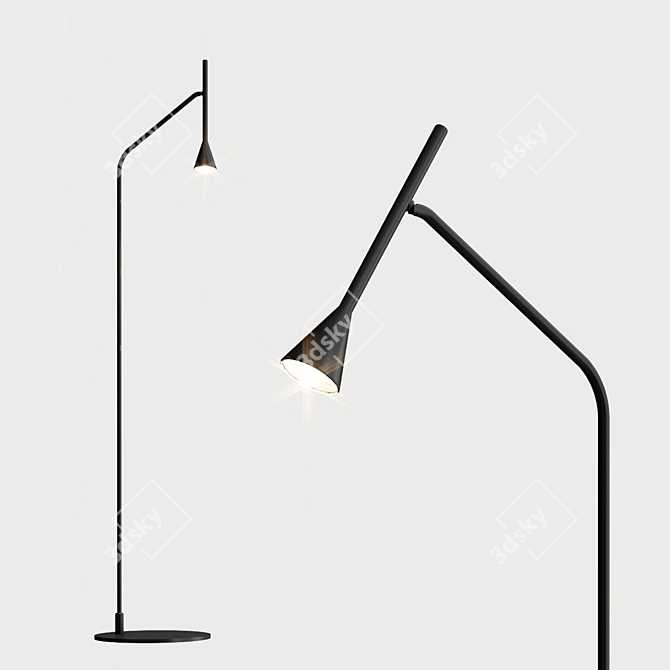 Sleek Black LED Floor Lamp 3D model image 1