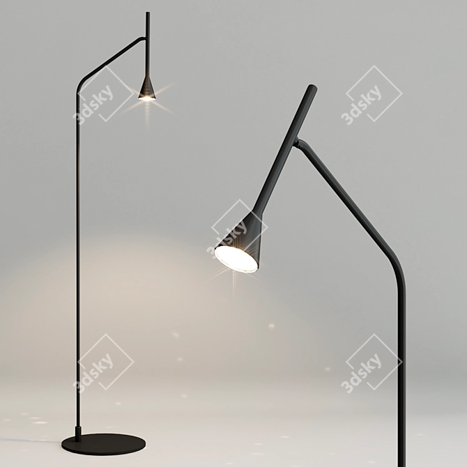 Sleek Black LED Floor Lamp 3D model image 2