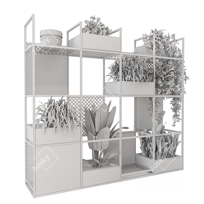 Rustic Metal Shelf with Indoor Plants 3D model image 7