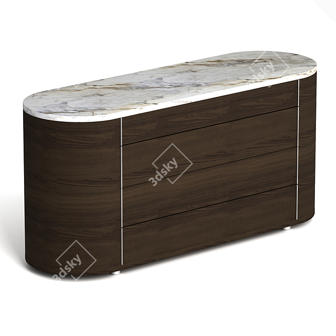 Modern Wood and Stone Commode 3D model image 1