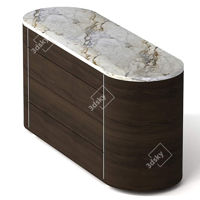 Modern Wood and Stone Commode 3D model image 2