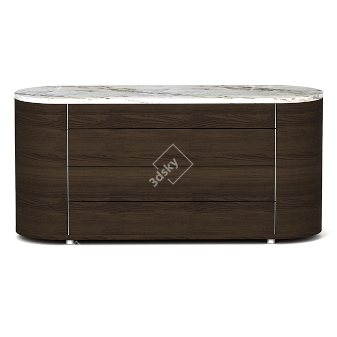 Modern Wood and Stone Commode 3D model image 3