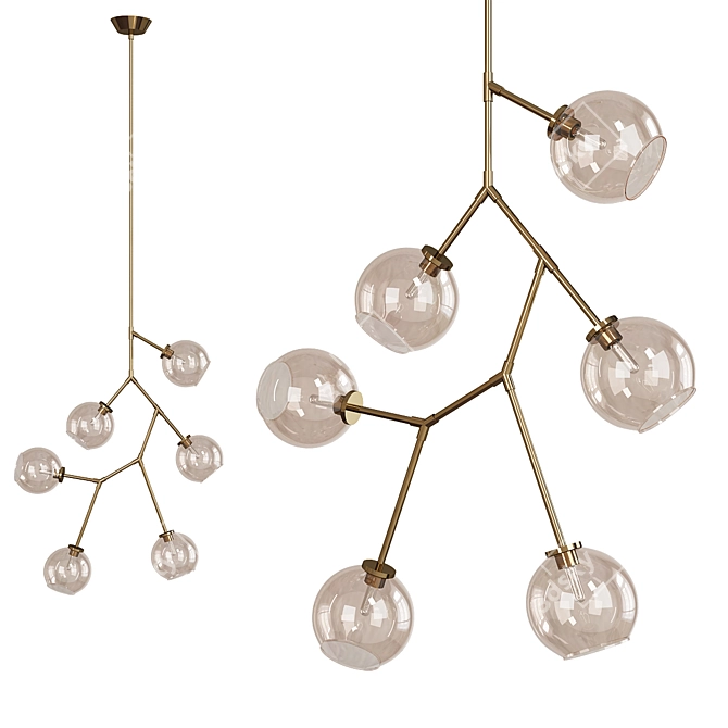 Elegant Gold Neutron Chandelier 3D model image 1