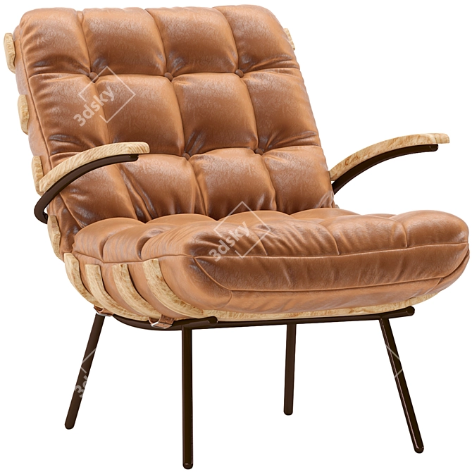 Modern Eco Leather Armchair - Cognac Java 3D model image 1