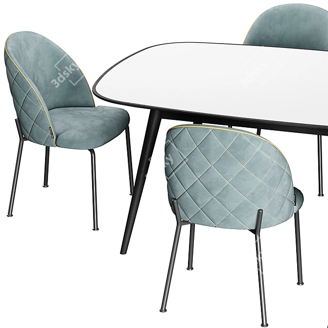 HER 042 G Dijon Table & Chair Set 3D model image 5