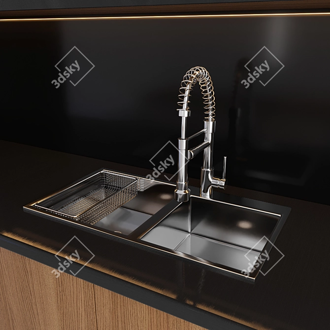 Sleek Island Kitchen: Modern Elegance 3D model image 5