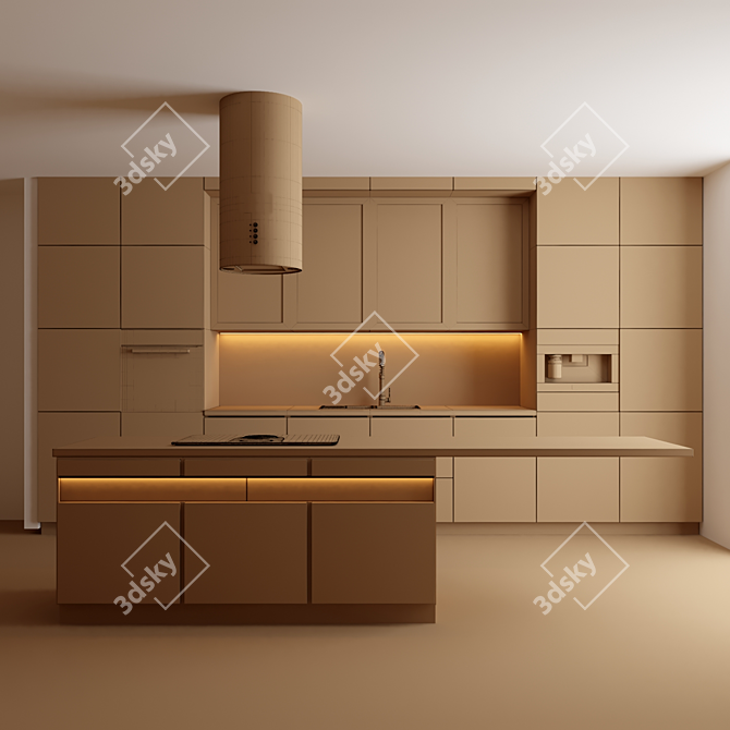 Sleek Island Kitchen: Modern Elegance 3D model image 7