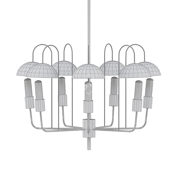 Exquisite 1960s Swedish Chandelier 3D model image 2