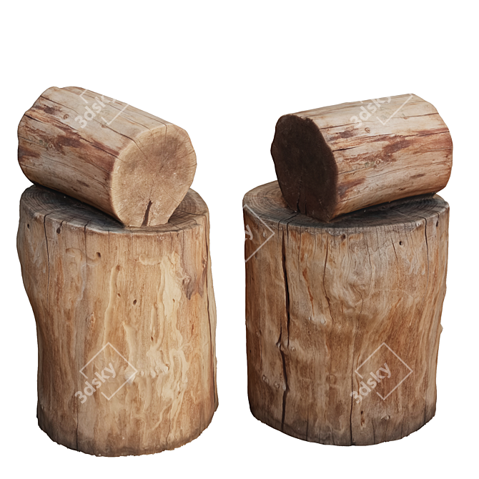 Natural Wood Tree Trunk Sculpture 3D model image 1