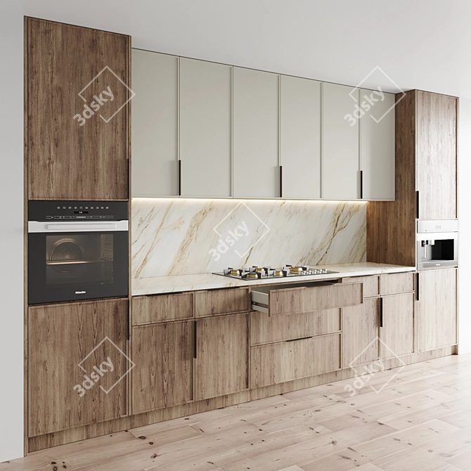 Stylish 3D Kitchen Set 3D model image 2