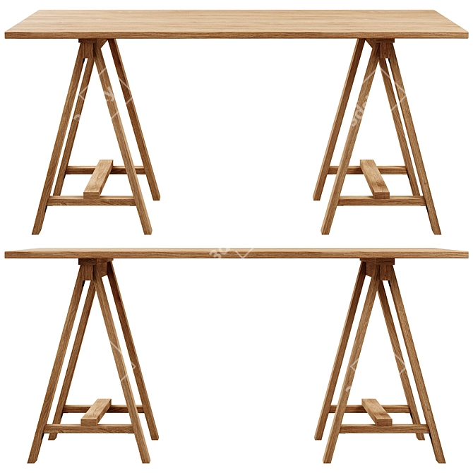 Title: Eco Wood Desk with Triangular Legs 3D model image 1