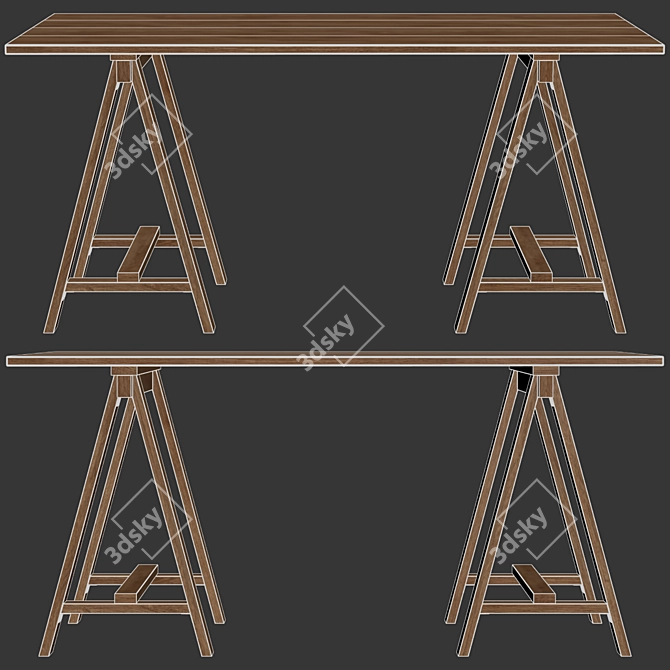 Title: Eco Wood Desk with Triangular Legs 3D model image 3