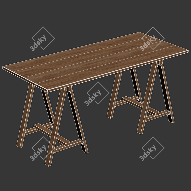 Title: Eco Wood Desk with Triangular Legs 3D model image 4