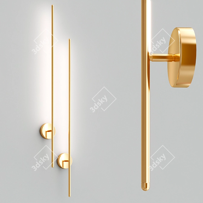 Luxury Gold LED Wall Lamp - Crystal Verde 3D model image 2