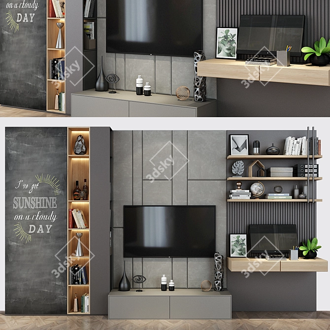 Elegant Oak Cabinet Furniture 3D model image 1