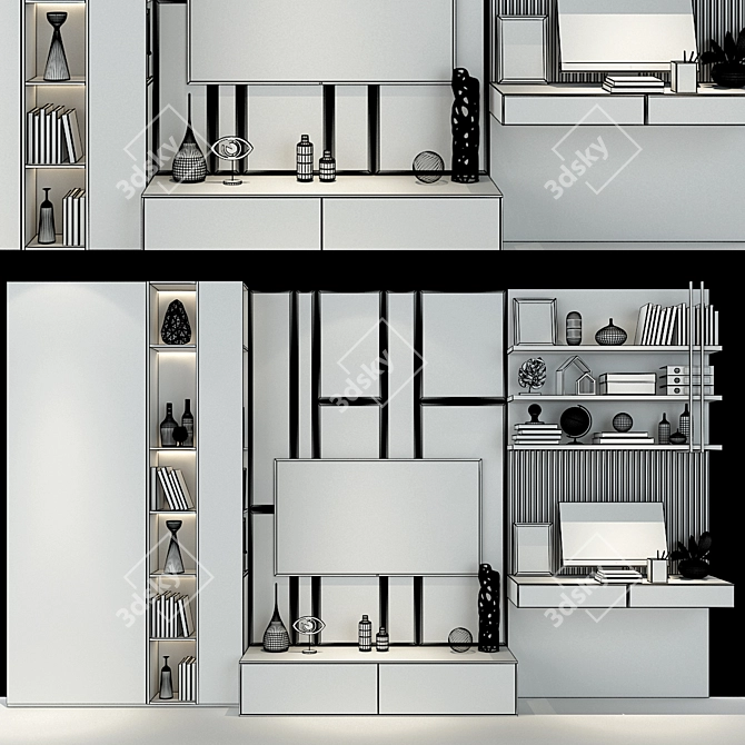 Elegant Oak Cabinet Furniture 3D model image 2