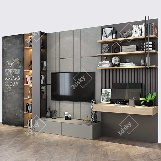 Elegant Oak Cabinet Furniture 3D model image 3