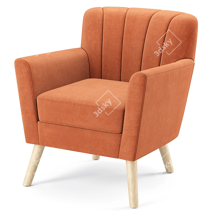 Title: Merel Mid-Century Club Chair in Chic Fabric 3D model image 2