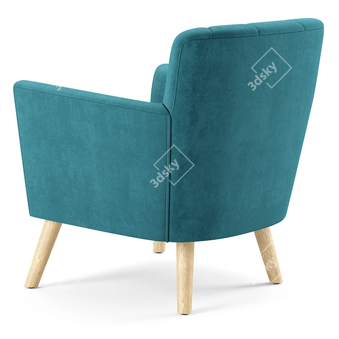 Title: Merel Mid-Century Club Chair in Chic Fabric 3D model image 3