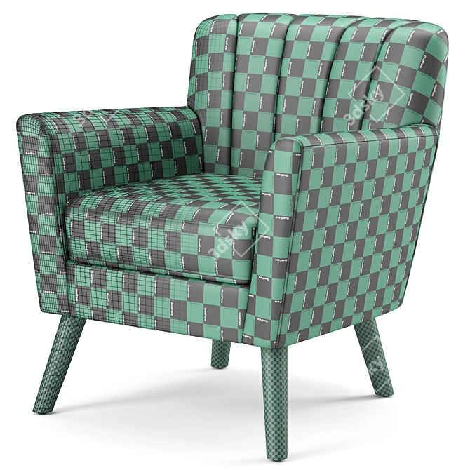 Title: Merel Mid-Century Club Chair in Chic Fabric 3D model image 4