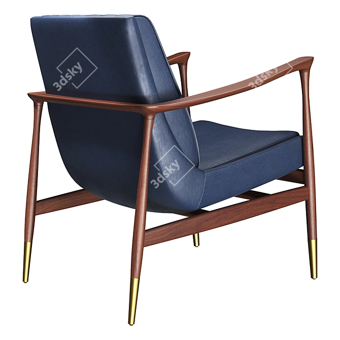 Sleek Leather Hudson Armchair 3D model image 3