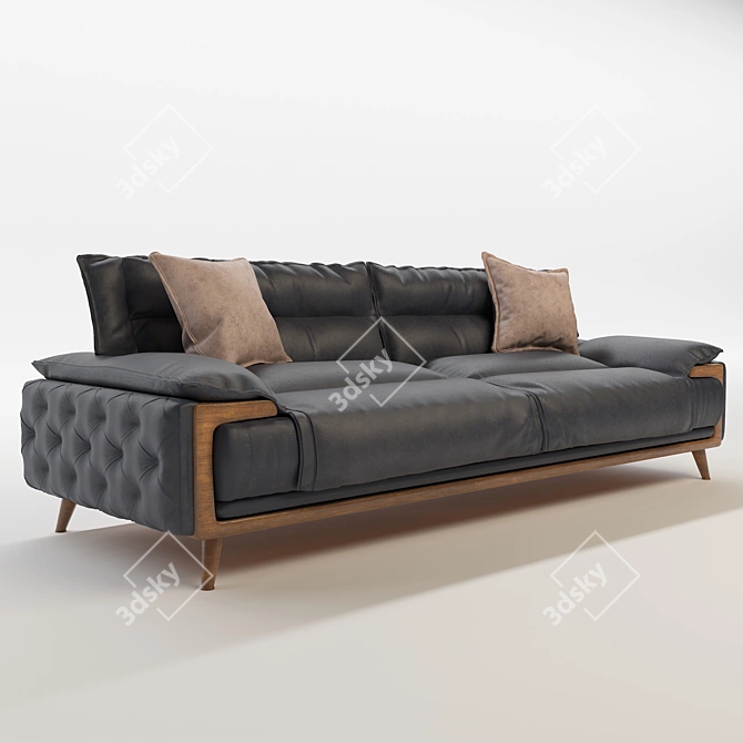 Elegant 3-Seater Sofa: 250x90x85cm 3D model image 1