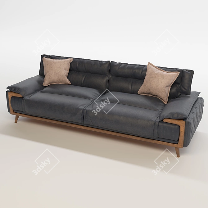 Elegant 3-Seater Sofa: 250x90x85cm 3D model image 2