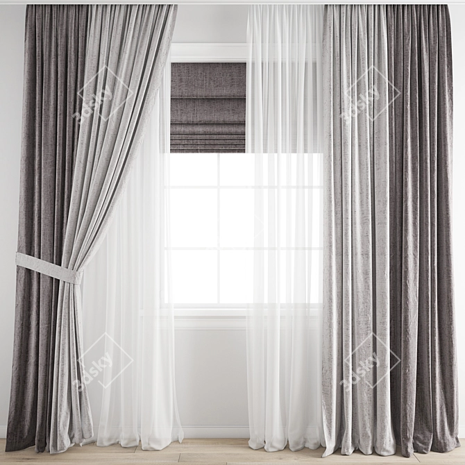 Poly Curtain 260: High Quality 3D Model 3D model image 1