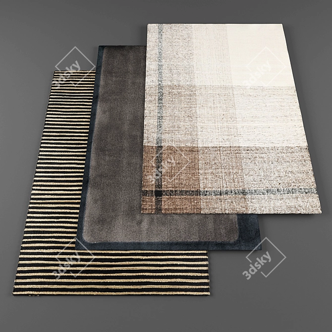 Modern Rugs Set - 3pcs 3D model image 1