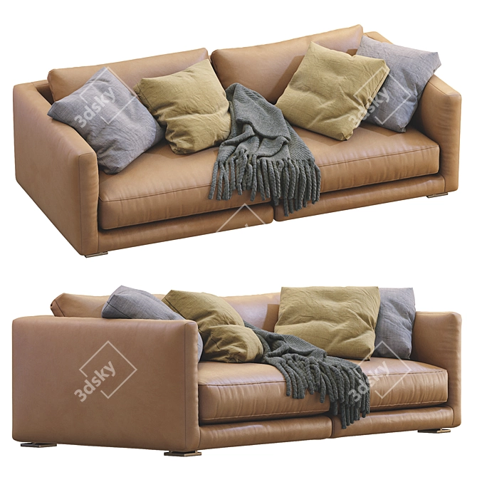 Poliform Bristol Leather Sofa 3D model image 4