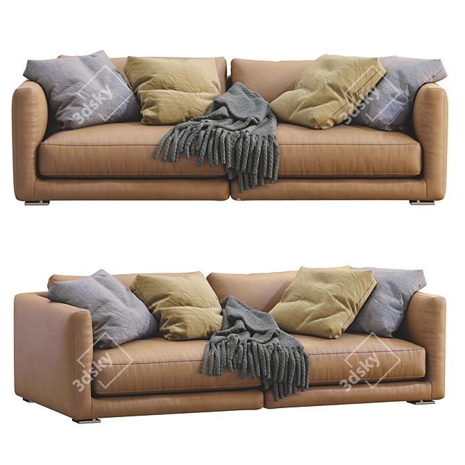 Poliform Bristol Leather Sofa 3D model image 7