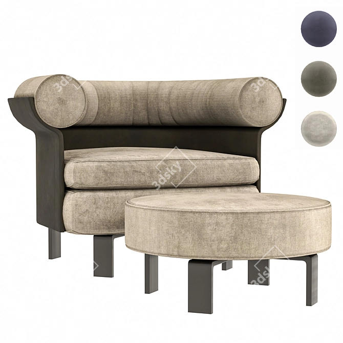 Minotti Mattia Seating System V02: Unique Design & Premium Materials 3D model image 2