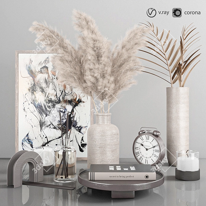 Pampas Paradise: Decorative Set 3D model image 1