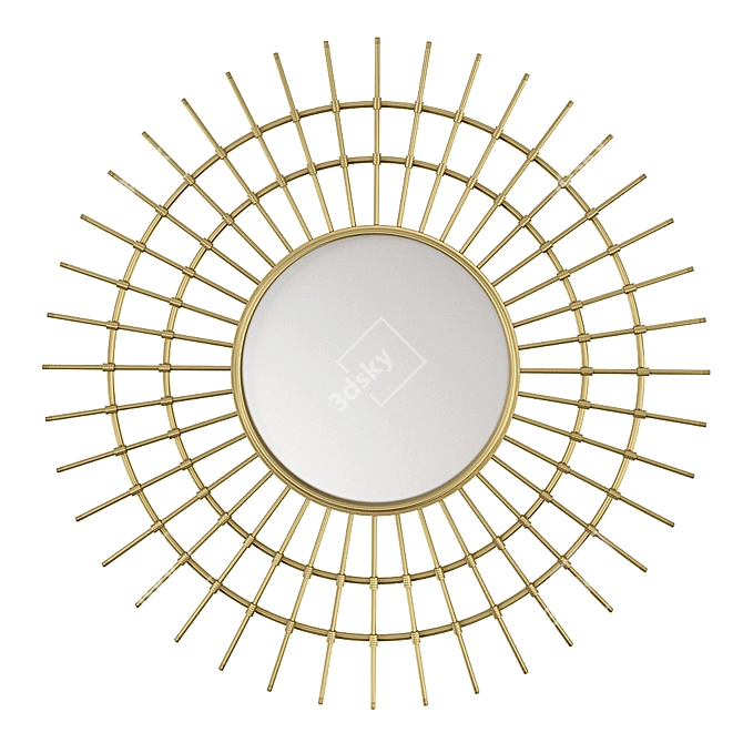 Golden Sunburst Decorative Mirror 3D model image 1