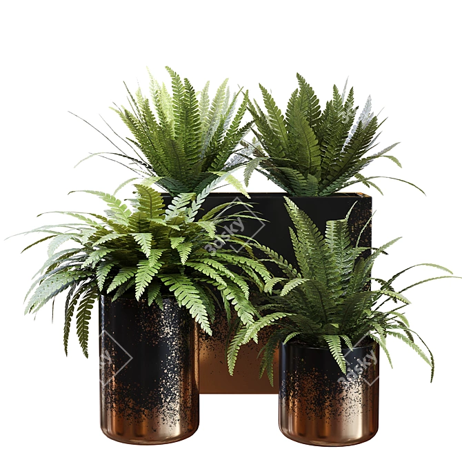 Green Oasis: Unwrapped Fern Plant Collection 3D model image 1