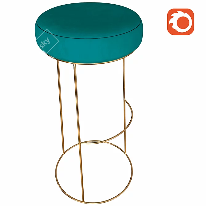 Stylish Corona Bar Stool 3D model image 2