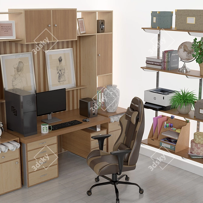 Modern Office Objects Set 3D model image 2