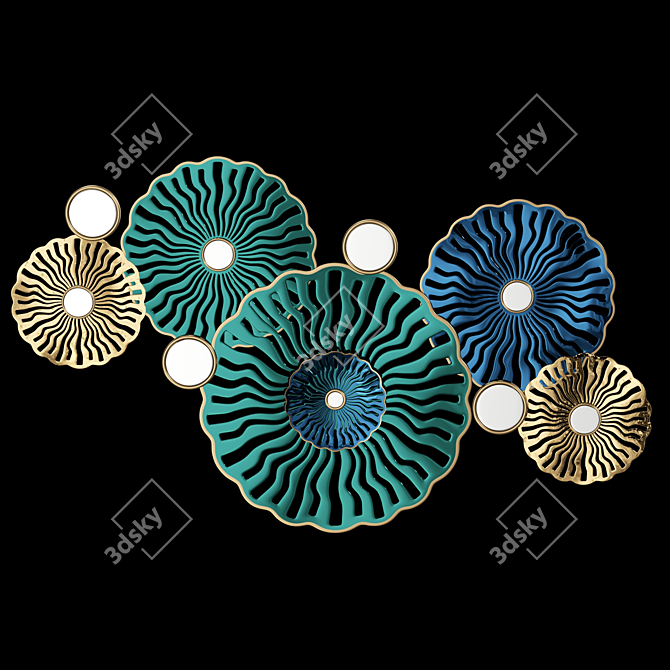 Flower Disk Mirror Wall Art 3D model image 1