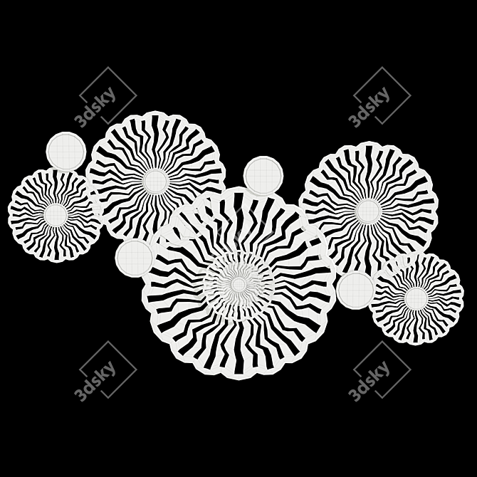 Flower Disk Mirror Wall Art 3D model image 2