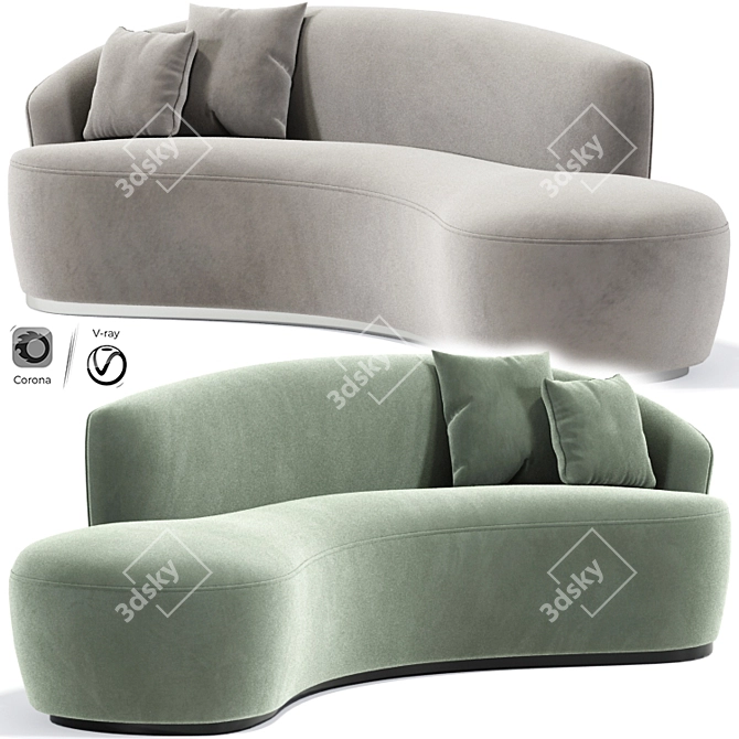 Modern Italian Curved Sofa - Inspired Elegance 3D model image 1