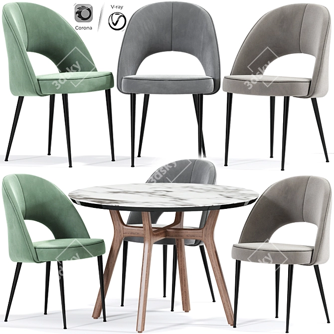 Classic Saarinen Dining Table Chair 3D model image 1