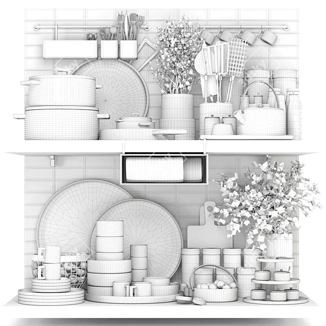 Elegant Bella Kitchen Collection 3D model image 6