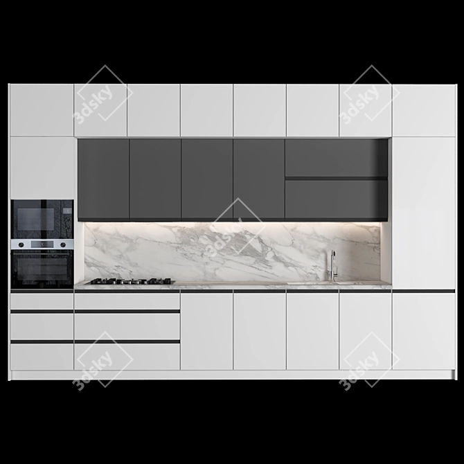 Modern Kitchen: Easy to Edit & Stunning Renders 3D model image 1